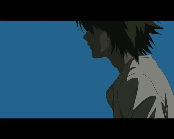 Anime character with dark hair and a white shirt is shown in profile