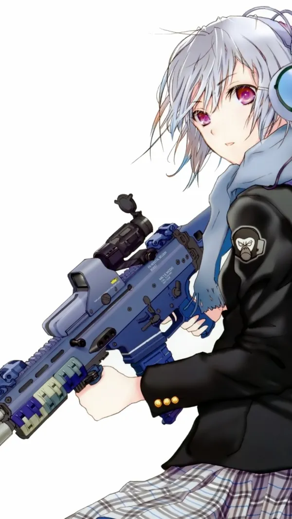 Anime girl holding a gun
