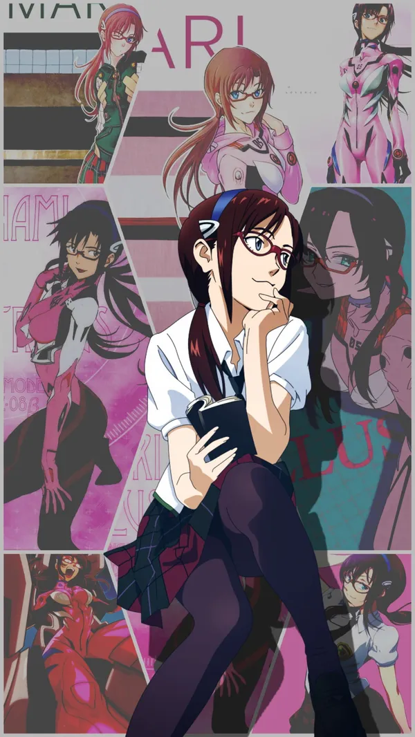 Anime girl reading a book with other anime girls in the background