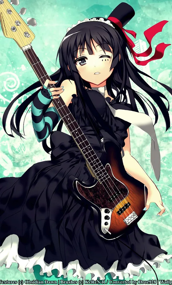 Anime girl with a bass guitar