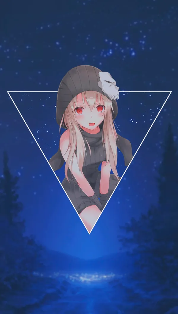 Anime girl with a beanie on her head and a scarf around her neck