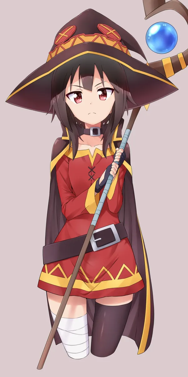 Anime girl with a witch hat and staff