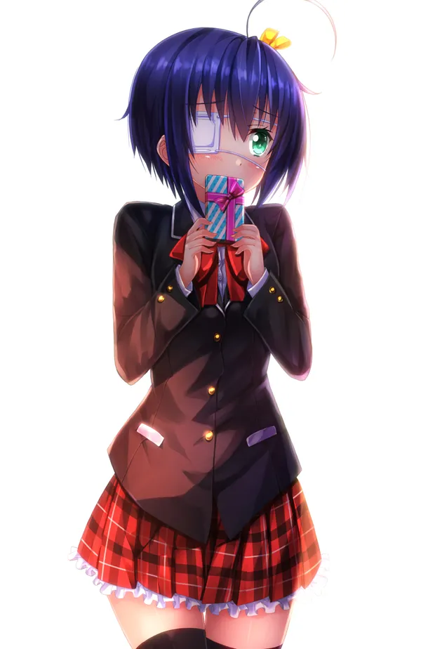 Anime girl with an eyepatch and a present