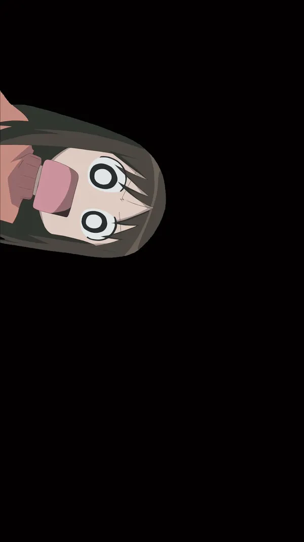 Anime girl with brown hair and pink sweater is surprised