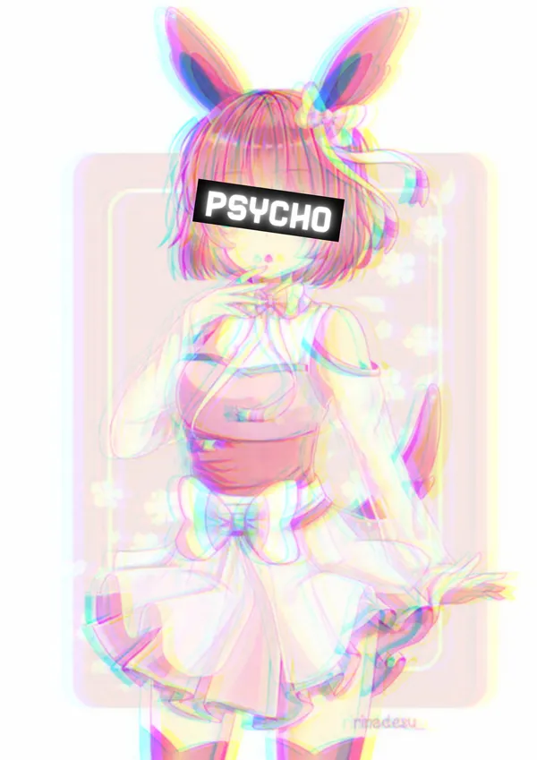 Anime girl with bunny ears and a censor bar across her eyes