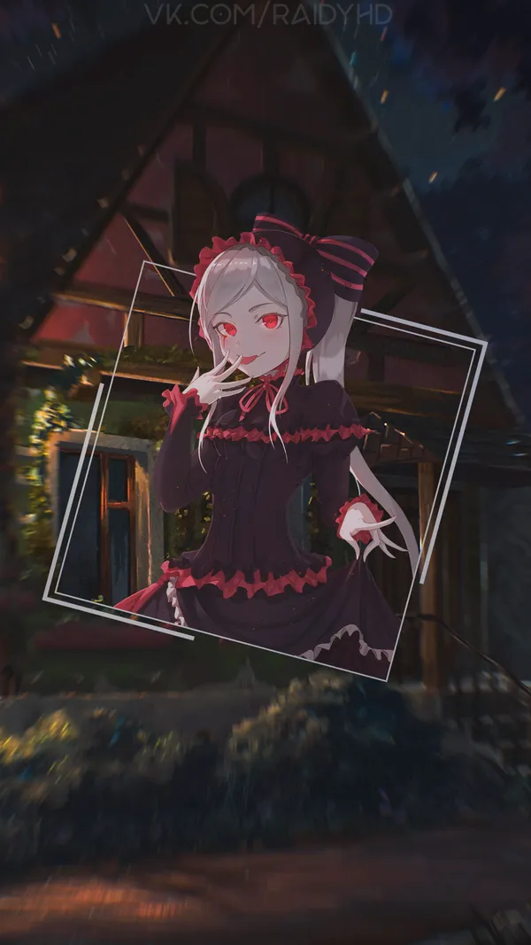 Anime girl with long white hair and red eyes