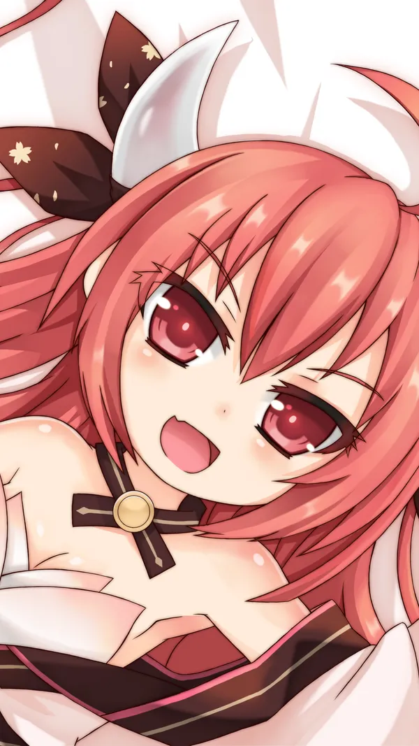 Anime girl with pink hair and red eyes