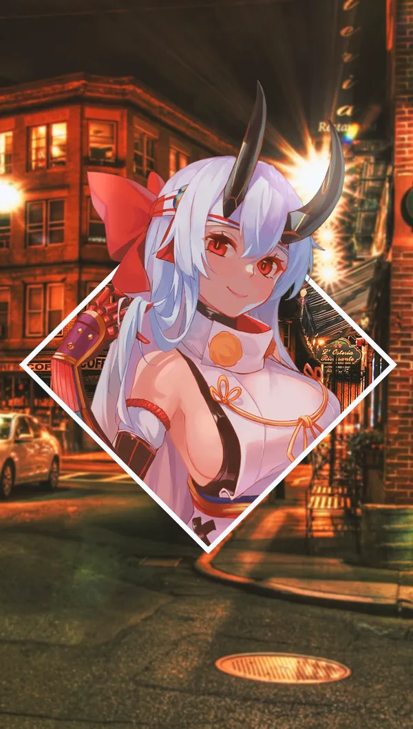 Anime girl with white hair and red eyes is in the photo