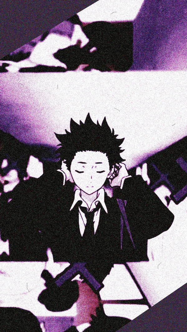 Anime-style boy with black hair and purple eyes
