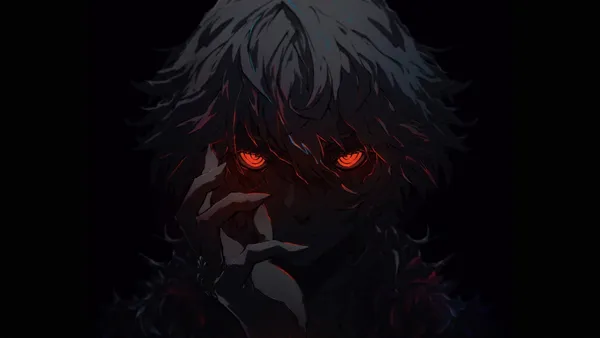 Anime-style character with red eyes and dark hair
