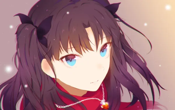 Anime-style drawing of a girl with brown hair and blue eyes