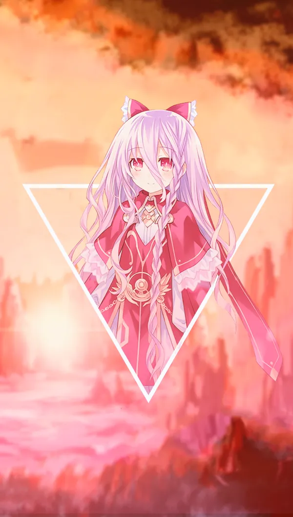 Anime-style drawing of a girl with pink hair and pink eyes