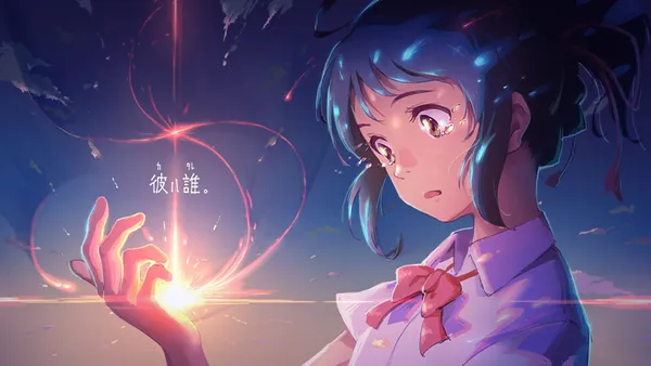 Anime-style girl is holding a glowing ball of light in her hand