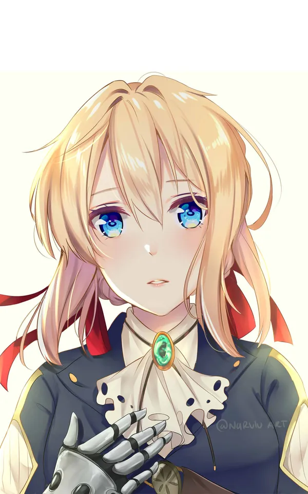 Anime style girl with blonde hair and blue eyes