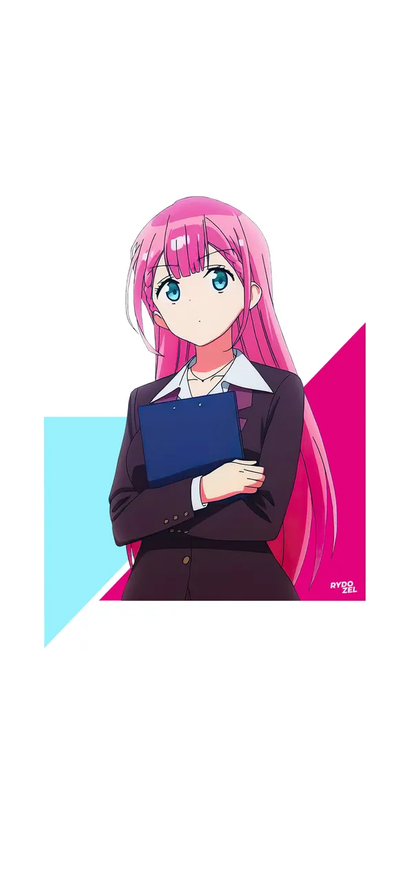 Anime-style illustration of a pink-haired girl in a suit
