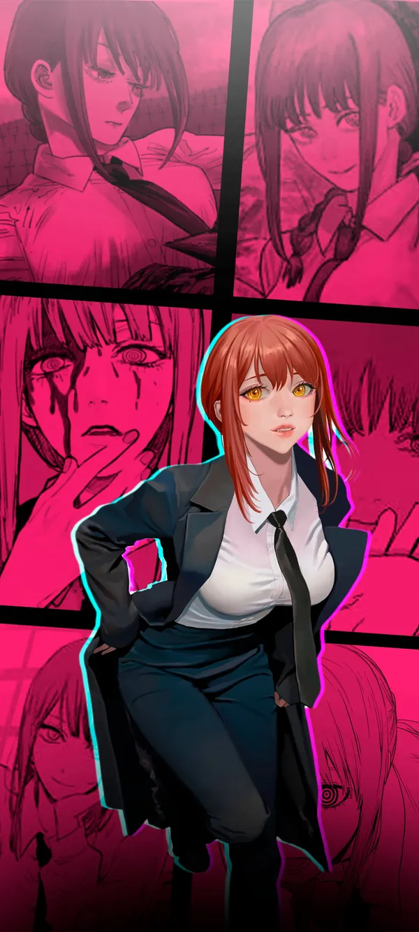 Anime-style illustration of a woman in a business suit