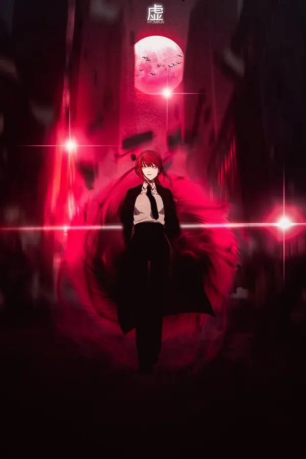 Anime-style illustration of a woman standing in a red void