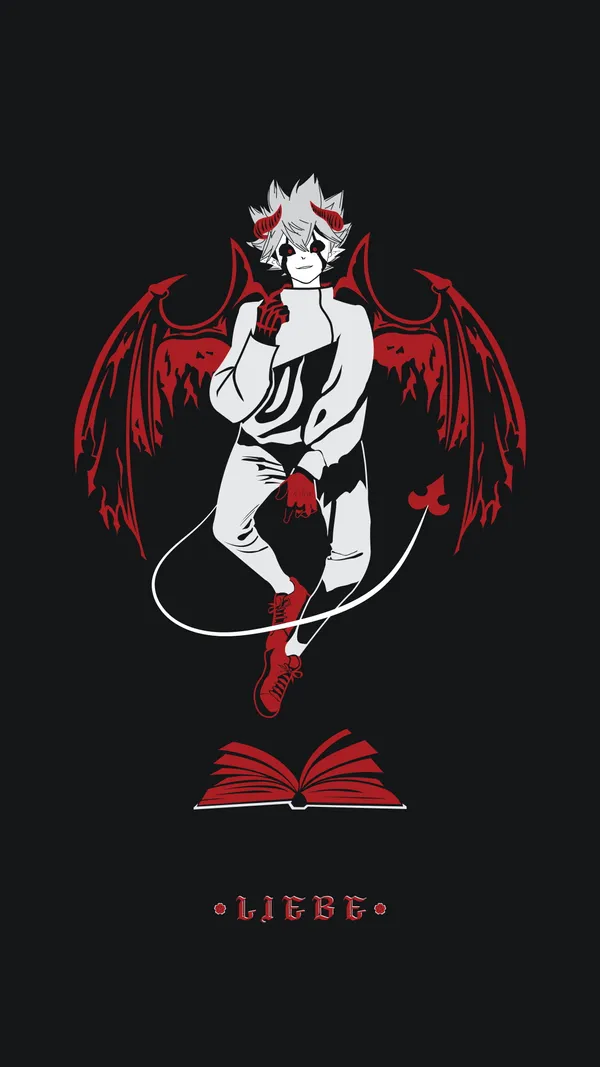 Asta, a character from Black Clover, with Liebe, his devil