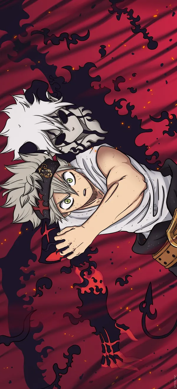Asta and Yuno surrounded by dark flames