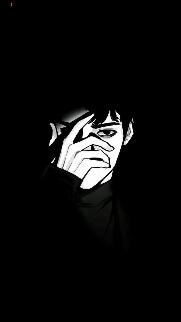 Black and white illustration of a man covering his face with his hand