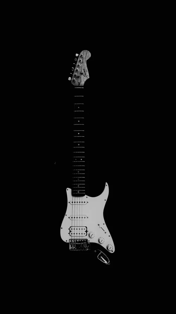 Black and white photo of an electric guitar