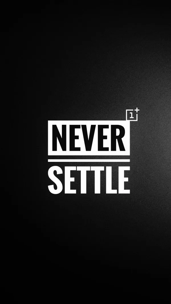 Black background with white text that reads "Never Settle"