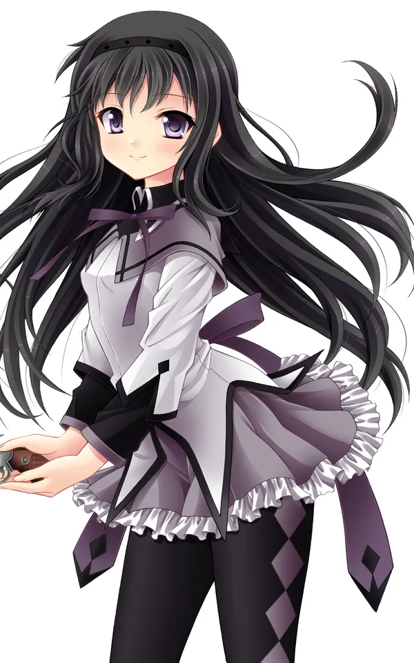 Black-haired anime girl holding a gun