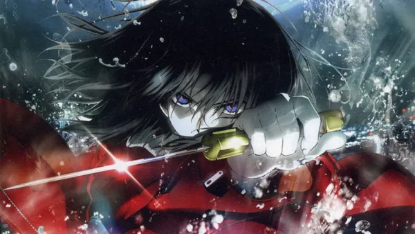Black-haired anime girl holding a knife