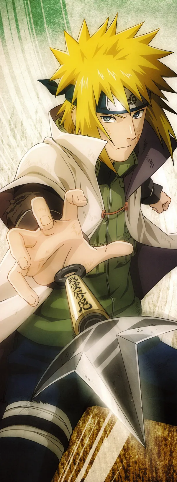 Blonde-haired anime character with a headband and a kunai
