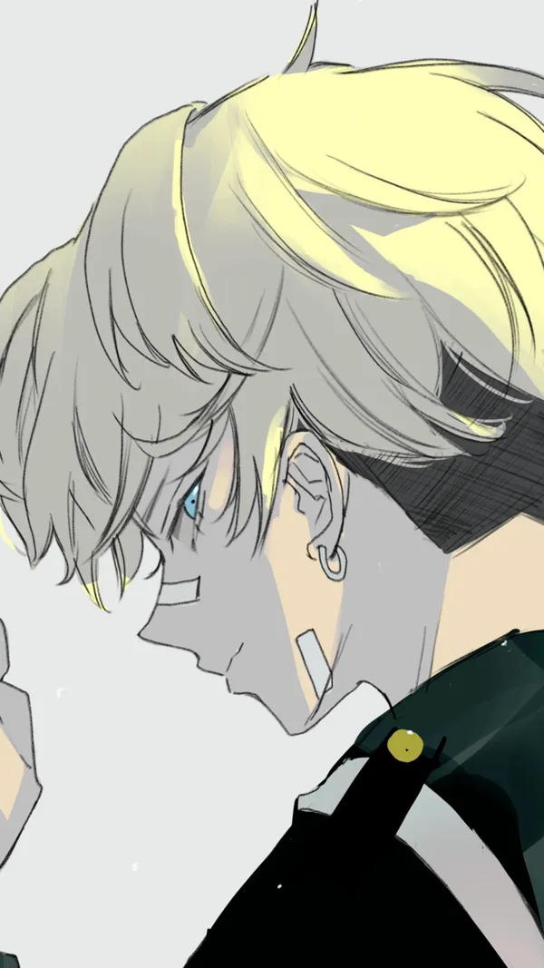 Blonde-haired boy with blue eyes and a band-aid on his cheek