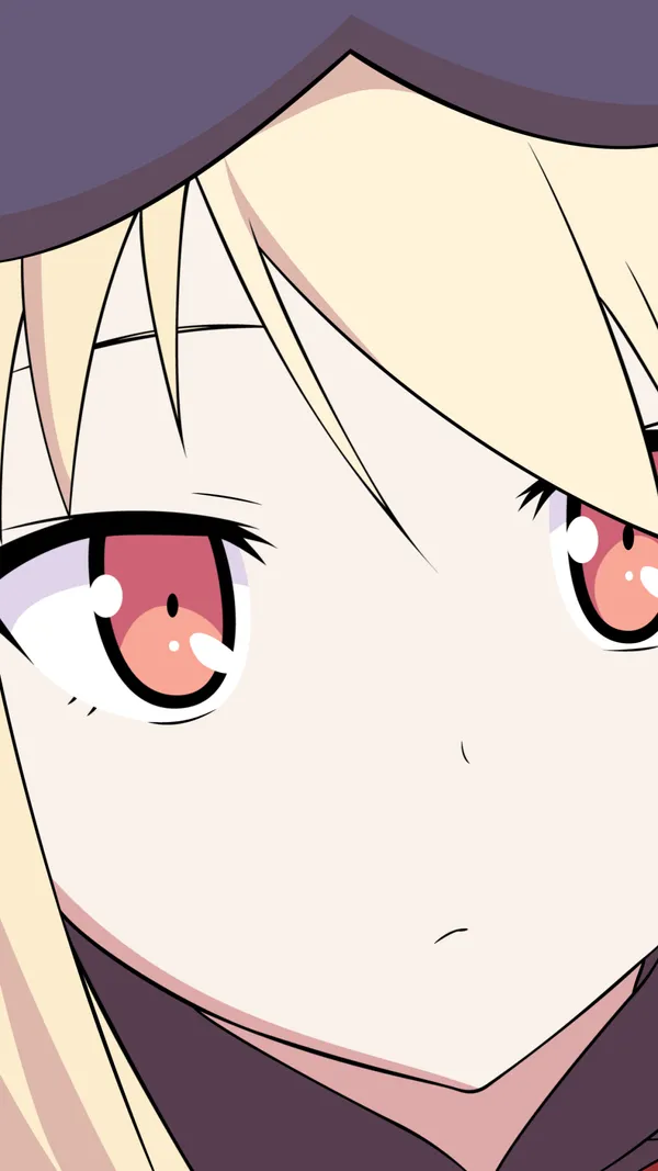 Close up of an anime girl with yellow hair and red eyes