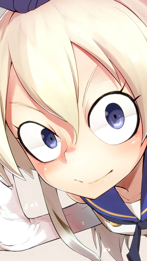 Close up of an anime girl's face with wide open eyes