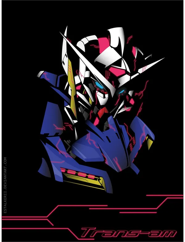Colorful illustration of a robot’s head in front of a black background