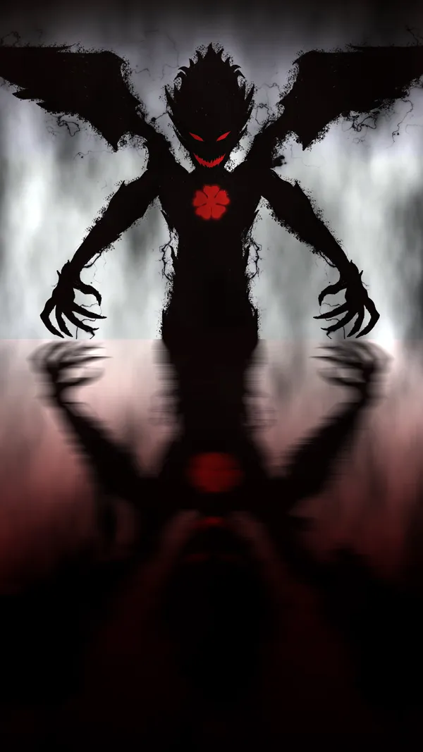 Devil with a four leaf clover marking on its chest