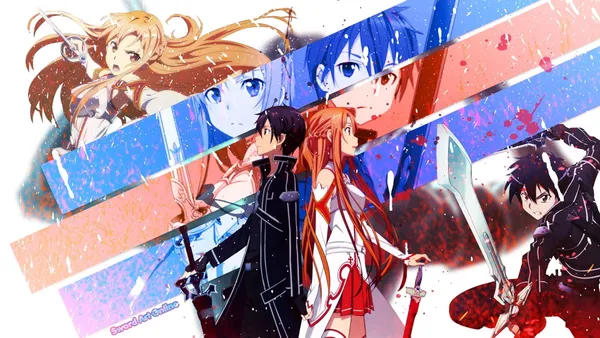 Four anime characters from Sword Art Online