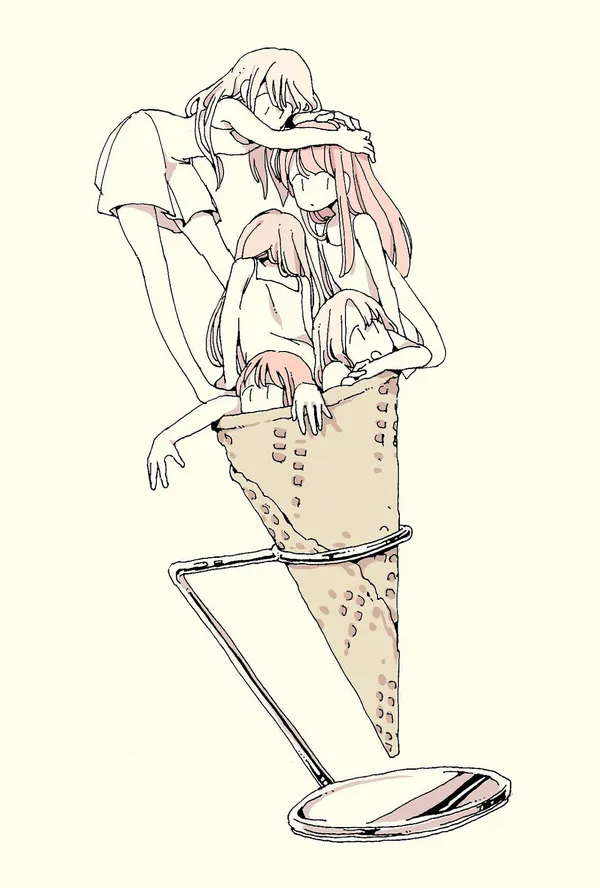 Four girls in an ice cream cone