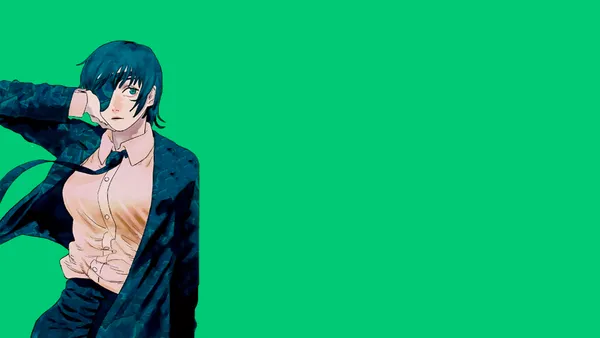 Illustration of a woman in a suit with a green background