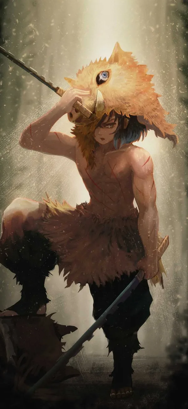 Inosuke Hashibira from the anime series Kimetsu no Yaiba