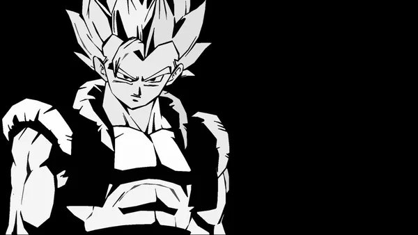 It's a black and white drawing of an anime character