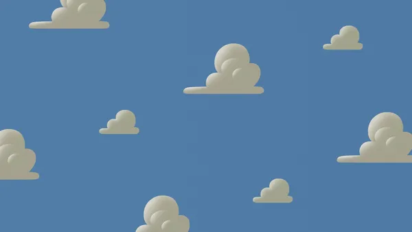 It's a blue background with white clouds