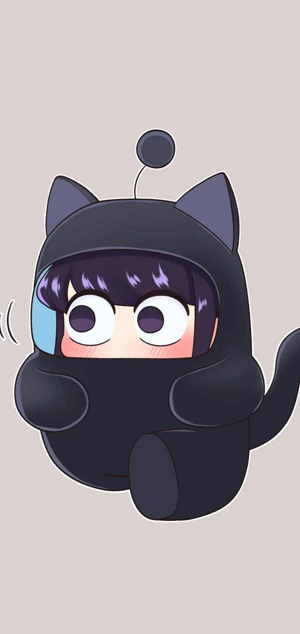 It's a cute cartoon cat-eared girl blushing