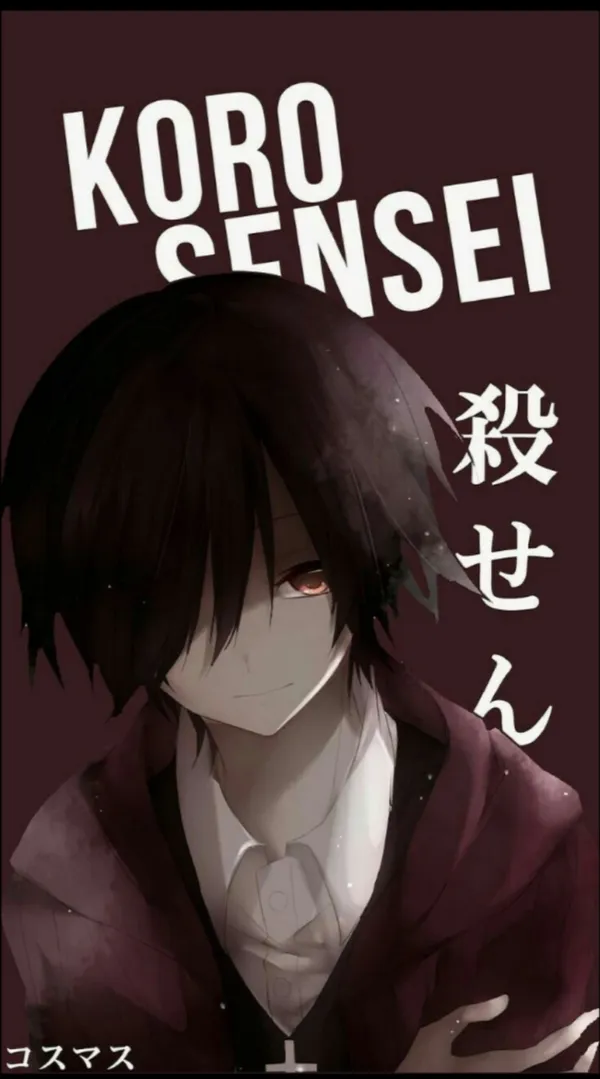 It's an anime-style drawing of a young man with black hair and red eyes