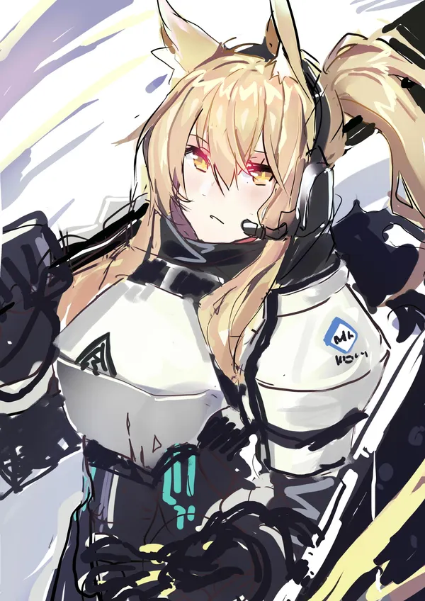 It's an anime-style drawing of a young woman with cat ears