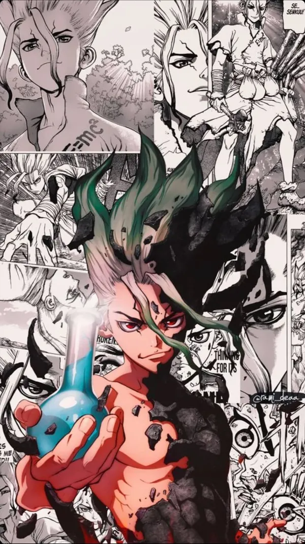 It's an illustration of a manga character with green hair