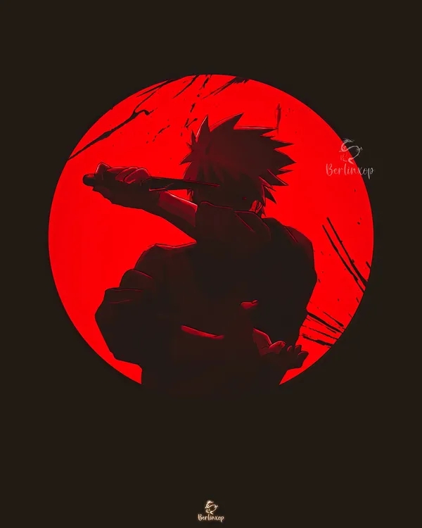 Kakashi Hatake from the anime Naruto, standing with a kunai in his hand
