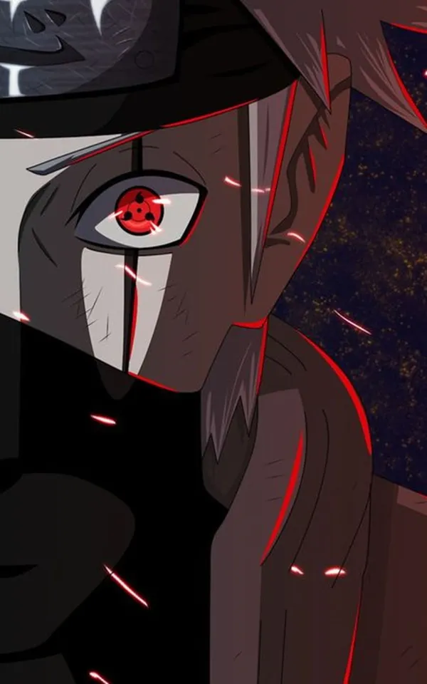 Kakashi Hatake with his Mangekyo Sharingan activated