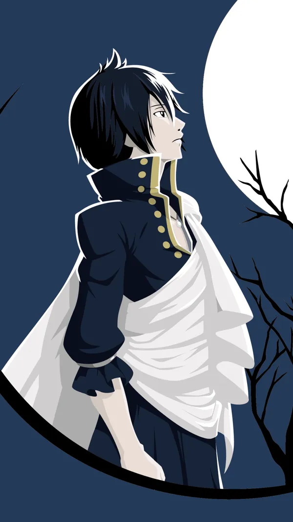 Man with dark hair and blue eyes is looking at the moon