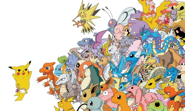 Many different colored cartoon characters on a white background