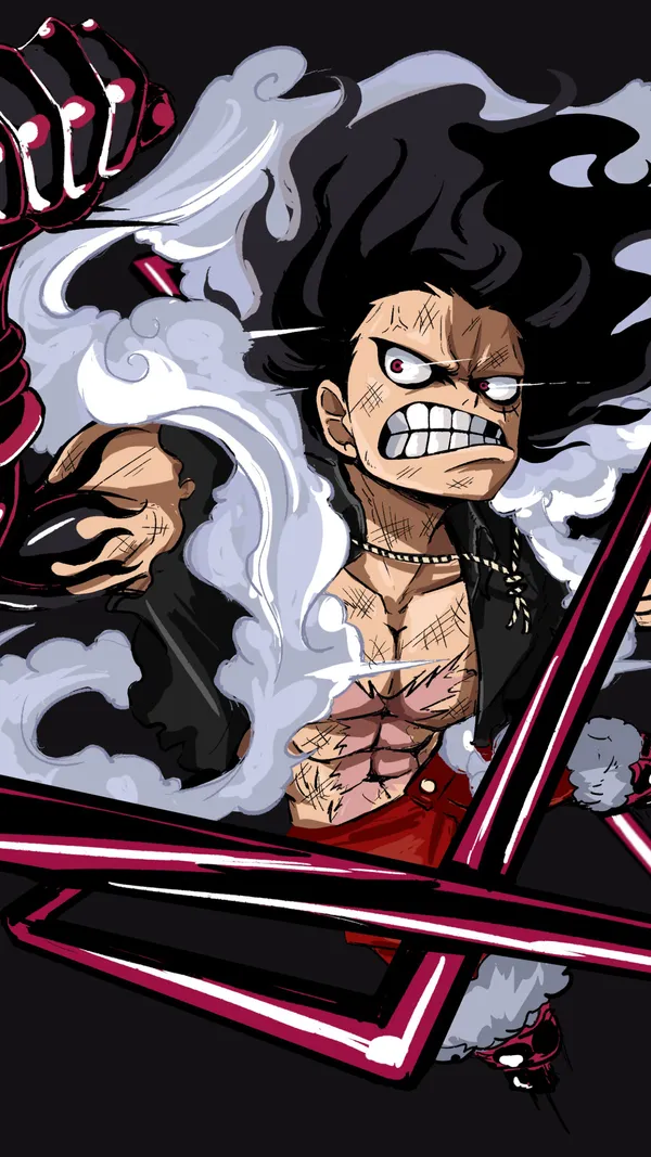 Monkey D. Luffy in Gear 5 using his Gomu Gomu no Gigant attack
