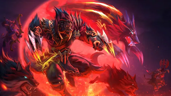 Muscular werewolf is fighting off multiple enemies